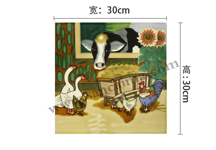 動物三彩陶瓷裝飾畫 動物三彩陶瓷裝飾畫