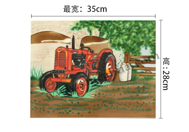 三彩瓷板畫農場機械系列尺寸
