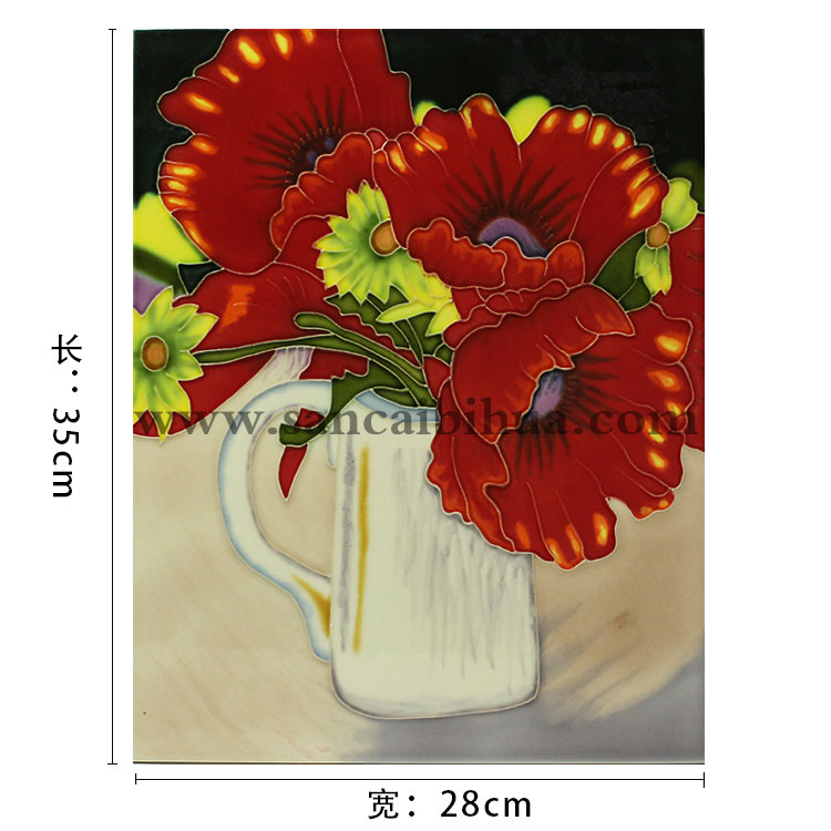 植物花卉三彩瓷板畫尺寸